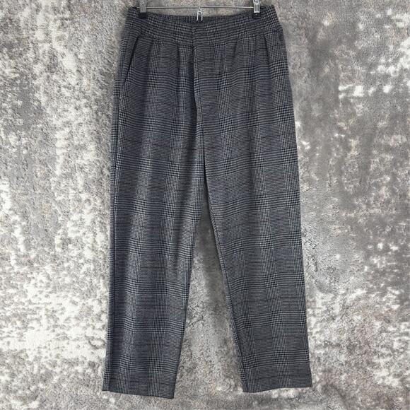 A New Day Size M Houndstooth Flat Front Straight Leg Pants Gray Elastic Waist - Picture 1 of 10